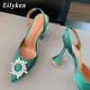 Dress Shoes Eilyken Silk Pumps Crystal Strange Style High Heels Women Summer Bride Comfortable Heeled Party Wedding Shoes G230130