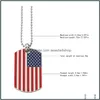 Anh￤nger Halsketten Hip Hop American National Flag M￤nner Square USA Milit￤rkarte Charm Perlenkette f￼r Frauen Rapper Mode Schmuck Dr. Otbns