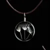 Pendant Necklaces Dandelion Chokers For Clover Strip Leather Chain Necklace Long Dried Flowers Locket Vipjewel Drop Delivery Jewelry Dhled