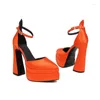 Sandals Solid Orange Color Closed Pointed Toe Sexy Party Wedding Bride Heels Platform Woman Summer Stiletto Pumps Women Shoes