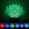 Nattljus 2023 Flower Lotus 3D Colorful Light Strange Stereoskopisk visuell illusionslampa Led Holiday Mood