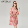 Casual Dresses MIUXIMAO 2023 High Quality Spring Elegant Dress Cake Gauze Embroidered Fashion Mini Women Vestide