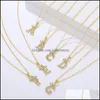 Pendant Necklaces Fashion Copper Zircon Az Crown Alphabet Chain Necklace Punk Hiphop Style Woman Man Initial Name Jewelry Drop Deliv Otdeq