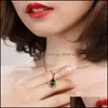 Collares pendientes Cristal verde Gota de agua Collar de piedra para mujer Oro rosa Pera Cz Zircon Gargantilla de boda Yydhhome Entrega Jewelr Dhxom