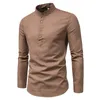 Men's T-Shirts Autumn Winter Long Sleeve Men t Shirts Oversized Stand Collar Business Shirts Blouses Soild Casual Work Top Male Brand Clothes 230204