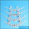 Oorbellen ketting romantische bruiloft sieraden sets voor bruidsbruidsmeisje sieraden drop oorrang set kristal groothandel cadeau levering otwim