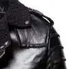 Men's Fur & Faux Autumn Motorcycle Leather Jacket Slim Fit Oblique Zipper Fleece Men Casual Punk Coat High Quality1