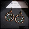 Dangle Chandelier Ethnic Round Dreamcatcher Stone Earrings For Women Summer Brown Silk Drop Earring Oorbellen Delivery Jewelry Dhyg5