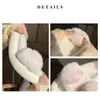 Slippers Heart Love Fluffy Fur Slippers Women Warm Open Toe Plush Memory Foam Slide Slippers Home Winter Indoor Shoes 230203