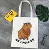 Shoppingväskor capybara väska canvas shoppare eco jute återanvändbar ecobag reciclaje sac tissu