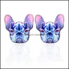 Stud mignon émail impression chien boucles d'oreilles pour les femmes Colorf chiot Animal dessin animé ethnique mode bijoux cadeau livraison directe Ote71