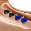 Stud Fashion Jewelry Boucles d'oreilles pour les femmes Black Blue Glaze Star Drop Delivery Dh4Sk