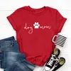 Damen-T-Shirts, Hunde-Mama-Shirt, Fell-Mama-Grafik, für Damen, kurzärmelig, T-Shirts, Baumwolle, O-Ausschnitt