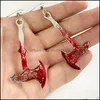 Charm grappige Halloween Horror Spooky Bloody Kitchen Knife Persoonlijkheid oorbellen vrouwen geometrische hiphop rock drop levering sieraden otn2w