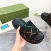 Sandals Women Designer Platform Slide Beach Slippers Multicolor Canvas Linen