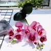 Fiori decorativi Orchidea di plastica artificiale Decorazione di nozze 2 rami con foglie Orchidee naturali Finte decorazioni per giardino domestico