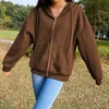 Women's Two Piece Pant Sweatshirt Jacket Winter Clothes Female Zip Up Oversize Hoodies Casual Loose Black Brown Hoodie Vintage Fleece Pullover 230204