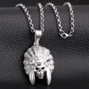 Pendant Necklaces LUXUSTEEL Hophop Jewelry Stainless Steel Gold Color Skull Necklace Wholesale Halloween Gift Party