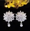 2023 Hot Sparkling Dangle Earrings Luxury Jewelry 925 Sterling Silver Marquise Cut White Topaz CZ Diamond Gemstones Party Women Wedding Flower Drop Earring Gift