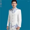 Costumes pour hommes 2023 arrivée broderie chinois tunique costume Slim hommes ensemble avec pantalon hommes mariage marié robe formelle col montant