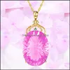 Pendant Necklaces Goldplated Peach Heartshaped Sexy Pink Diamond Necklace Luxurious And Noble Large Oval Loose Stone With Colorf Tre Dhkgx