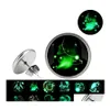 Stud Glow In The Dark 12 boucles d'oreilles signe du zodiaque pour femmes verre Constellation en acier inoxydable hypoallergénique Sier boucles d'oreilles mode Dr Ottm0