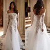 Glamorous Mermaid Wedding Dresses Bateau Off the Shoulder Tulle with 3D Flower Applicants Backless Lace up Floor Length Custom Made Plus Size Vestidos De Novia