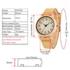 Wristwatches Pure Maple Wood Women's Watch Quartz Timepiece Arabic Numerals Display Genuine Leather Wristwatch Simple Casual Ladies