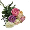 장식용 꽃 1 실크 싱글 스템 장미 꽃 분기 가짜 로사 플루어 플루어 웨딩 중심을위한 꽃 배열