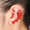 Backs Boucles d'oreilles de luxe Lady's Golden Red Cubic Zircon Crystal Angel Wing Ear Sweep Wrap Cuff Climber