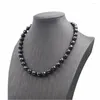 Choker mode statement chokers ketting natuursteen kettingen vrouwen 8 10 mm zwart gefacetteerde ronde kralen geknoopte keten sieraden 18 "a804