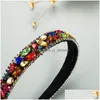 Headbands Luxury Korean Geometric Crystal Headband Elegant Color Rhinestone Beaded Hairband Girl Party Hair Accessory Headpiece Drop Dhyol