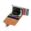 Portafogli Porta carte di credito da uomo vintage con blocco RFID Porta carte d'identità in lega di alluminio Porta carte automatico in pelle metallica Wa246C