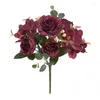 Fiori decorativi Bouquet di peonia di seta retrò artificiale Ortensia Rosa vintage Fiore finto Decorazione di nozze Tavolo da salotto Decorazioni per la casa