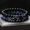 Pulsera de encanto de hilos pulseras Mujer clásico de piedra desgastada tigre tigre con cuentas pulseras de yoga para hombres joyas de cuerda elástica 2gs