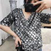 القمصان النسائية 2023 Spring Fashion Silver Sender T-shirt t-shirt for Women Bilingpiling v-te-jock pullover top party blingbling party