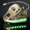 Sneakers Kinderen Twee Wielen Lichtgevende Gloeiende Sneakers Zwart Roze Rood Led Licht Roller Skate Schoenen Kids Led Schoenen Jongens Meisjes USB Opladen 230203