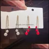 Dangle Lustre De Mode Rose Fleur Pour Les Femmes Brillant Strass Long Gland Asymétrie Goutte Boucle D'oreille Filles De Noce Bijoux De Otiyr