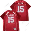 American College Football Wear High School Football Firebaugh Eagles 15 Josh Allen Jersey Sport Team Kleur Rood naaien en borduurwerk Ademend Pure Cotton Excelle