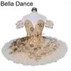 Stage Wear Professional Ballet Tutu Costume Beige Ballerina Pancake Skirt Women Performance Classical DressBT9030