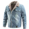 Men's Jackets 2023 Velvet Thick Denim Jacket Men Casual Lapel Cotton Jeans Fur Collar Warm Winter Mens And Coats