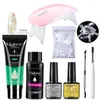 Nail Art Kits Manicure Set LED Dryer Electric Drill 8 Piece Crystal Extension Gel Polishing Kit Tools