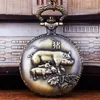 Pocket Watches FOB Chinese Zodiac Animal Pig Quartz Vintage Presente para homens/mulheres