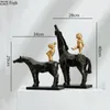 Decorative Figurines Objects & Resin Human Sculpture Horse Simulation Animal Golden Man Child Abstract Handicraft Decoration Modern Home Acc