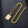 Naszyjniki wiszące złoto A-Z początkowa litera Naszyjnik kwadratowy alfabet prostokąta Medalion spersonalizowany stal nierdzewna biżuteria Hip Hop Mężczyźni