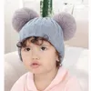 베레모 니트 니트 단색 아기 수직 줄무늬 여자 모자 따뜻한 야외 아이 가을 겨울 비니 모자 폼 돔 모자