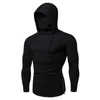 Herren Hoodies Männer Hipster Langarm Longline Pullover Shirts Enge Trainingskleidung Kapuzen-T-Shirt für Fitness K2