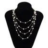 Choker Salircon Fashion Multi-layer Metal Chain Imitation Pearl Necklace For Women Romantic Charm Wedding Party Jewelry