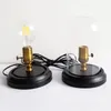 Lampy stołowe Loft Vintage Industrial Black Drewno Lampa Retro Edison żarówka drewniana Podstawa LED z przełącznikiem lub szklanym abażurem