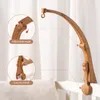 Ratels Mobiles Diy Baby Crib Bed Bur Holder Arm Toy Imitatie Wood Graan Infant Bed Decoratie Toys Roterende muziekdoos Nootschroef Awarm Beugel 230203